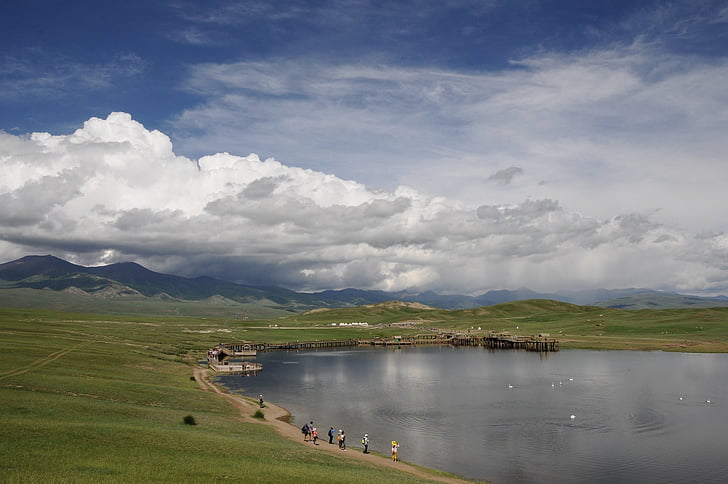 jezioro łabędzie, w xinjiang, Turystyka, Natura, pejzaż, piękno natury, niebo
