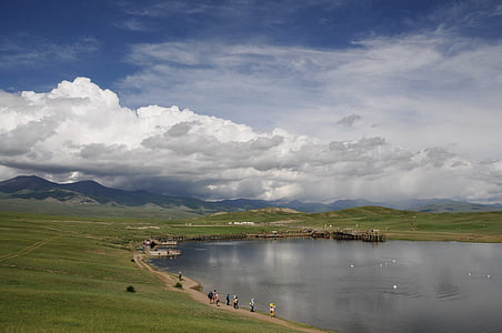 Labutie jazero, v Sin-ťiangu, cestovný ruch, Príroda, scenics, krása v prírode, Sky
