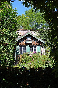 Gartenhaus, Blockhaus, romantische, alt, Stimmung, Garten, Natur