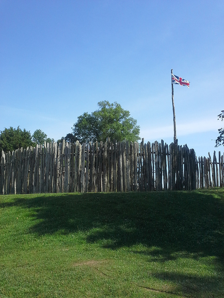 Jamestown, Fort, Fort, Britse, vlag, Amerika, Amerikaanse