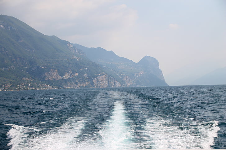 Italien, Garda, vatten, båttur, Limone-sul-garda, sjöutsikt, naturen