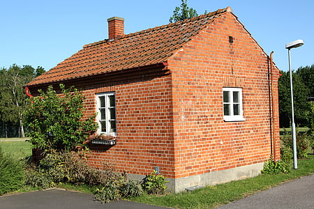 Ziegelhaus, Haus, kleines Haus, Architektur, Dach, Ziegel, Gebäude außen