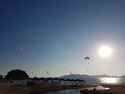 solen, fallskjerm, Morro, Acapulco, sjøen, stranden