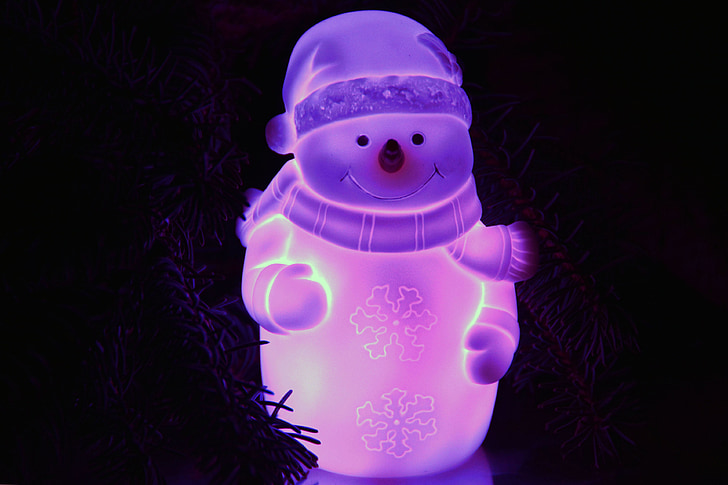 눈 사람, 핑크, 장식, 크리스마스, 빛