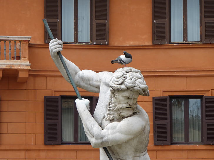 Itália, Roma, fonte, Neptune, escultura