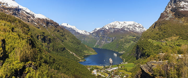 Noruega, Geiranger, fiord, l'aigua, paisatge, Turisme, muntanya