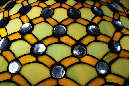 lampshade, tiffany, colorful, glass, yellow, pattern, backgrounds