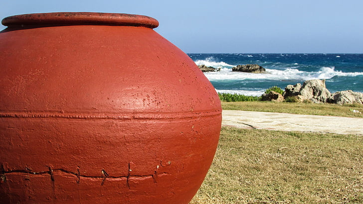 Cypern, Ayia napa, Nissi beach, krukke, rød, container, traditionelle