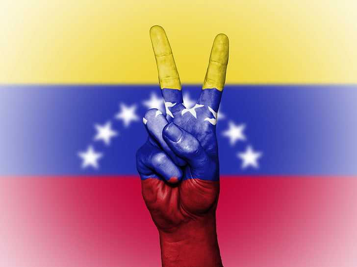 Venecuēla, miera, roka, valsts, fons, banner, krāsas