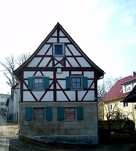 fachwerkhaus, carcassa, fusta, façana, casa, arquitectura, construcció de fusta emmarcat