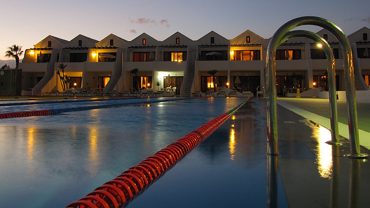 Hotel, kjørefelt, vann, basseng, gjenoppretting, ferie, Lanzarote