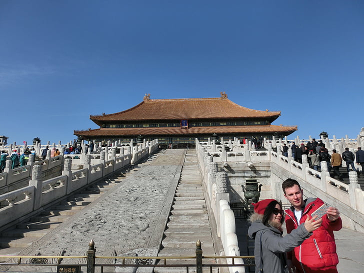 china, beijing, forbidden city, asia, stairs, tourists, emperor