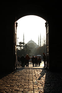 джамия, Истанбул, вратата, Турция, сянка, светлина, светлина и сянка