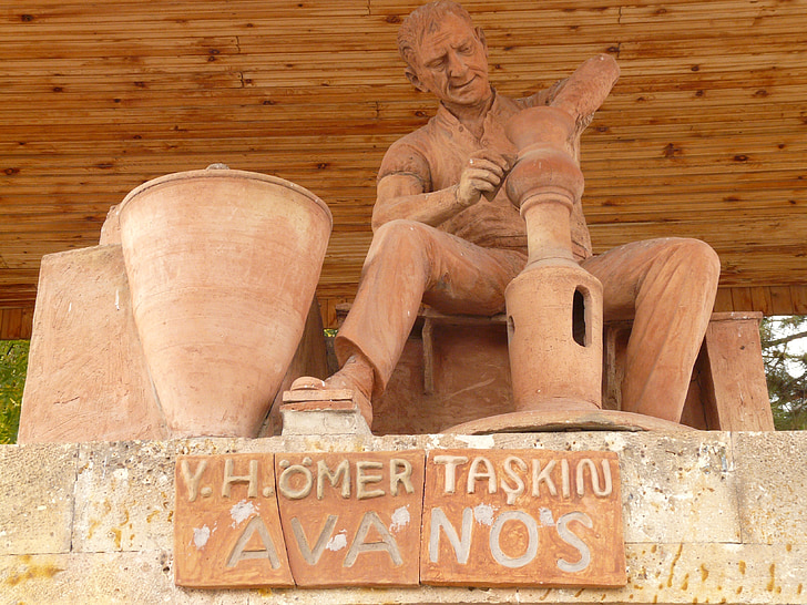 Potter, arte, estatua de, hombre, trabajo, Avanos, Monumento