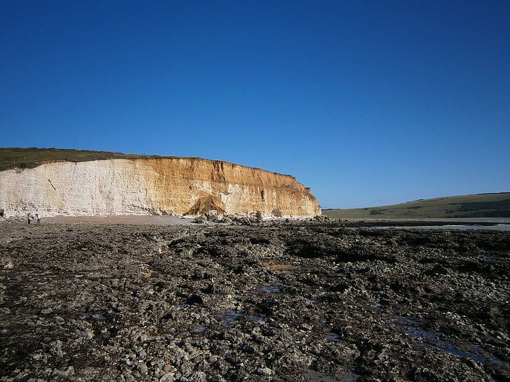 Costa, mar, piedras, roca, blancos acantilados, Reino Unido, Inglaterra