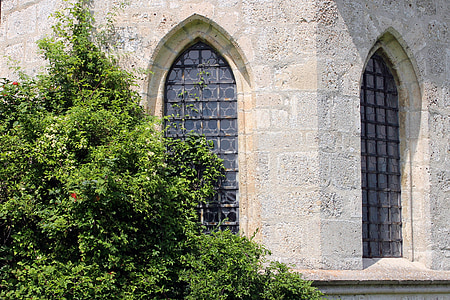 Прозорец, заострена арка, Църквата прозорец, оловно стъкло, стар, метал, носталгия