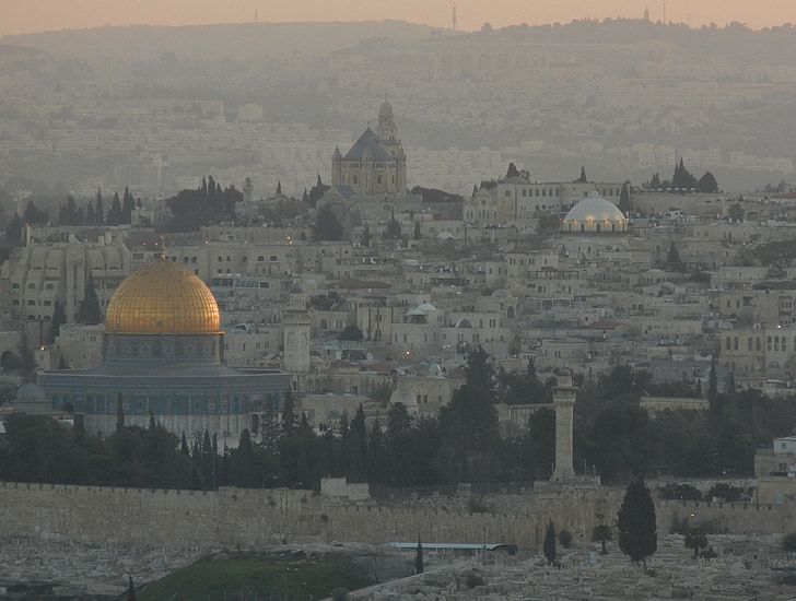 Куполът на скалата, Йерусалим, градски пейзаж, стар, религия, джамия, храма