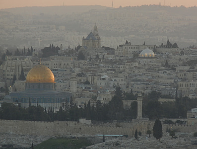 a szikla mecset kupolája, Jeruzsálem, utca-és városrészlet, régi, vallás, mecset, templom