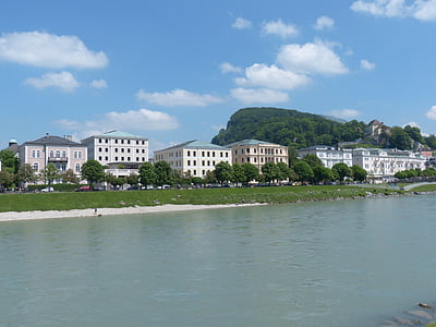 Salzburg, Neustadt, vile, u gradu, Salzach, Kapuzinerberg, rijeke