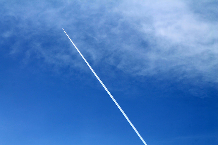 modrá, Cloud, prebudiť, lietadlo, biela, vzduchu, vysoká