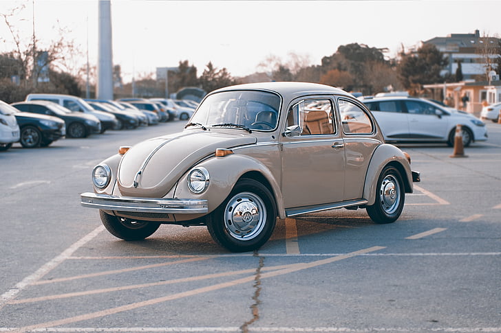 ciudad, coche, vehículo, Vintage, estacionamiento, Escarabajo de la, Volkswagen