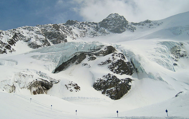 glaciala is, Kaunertal glaciär, eviga isen, glaciär, glaciären spontar, höga berg, höga glaciären