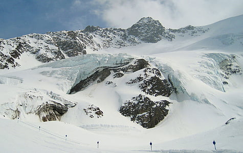 gelo glacial, geleira Kaunertal, gelo eterno, geleira, língua da geleira, montanhas altas, geleira de alta
