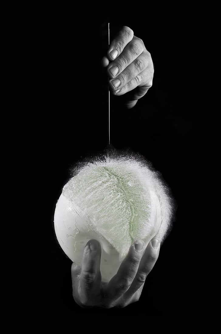 water balloon, technical, balloons, experiment, water, human hand, black background