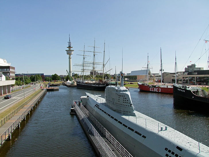 Harbour museum, u lodi, spuštění počítače, loď, námořní muzeum, Bremerhaven, cestovní ruch