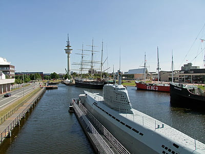 Harbour museum, u-båt, Boot, fartyg, Sjöhistoriska museet, Bremerhaven, turism