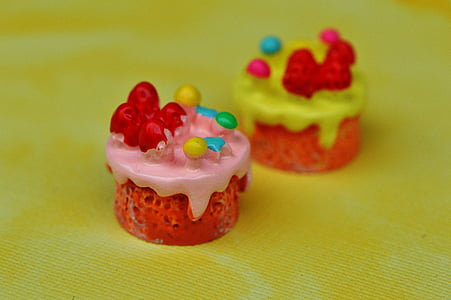 Cupcake, taart, miniatuur, keramiek, grappig, decoratie, kwetsbare