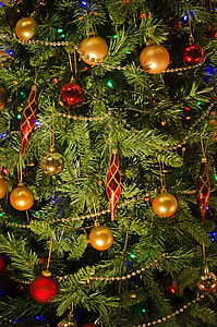 Christmas, ornements, saisons, hiver, décoration, arrière-plan, Or