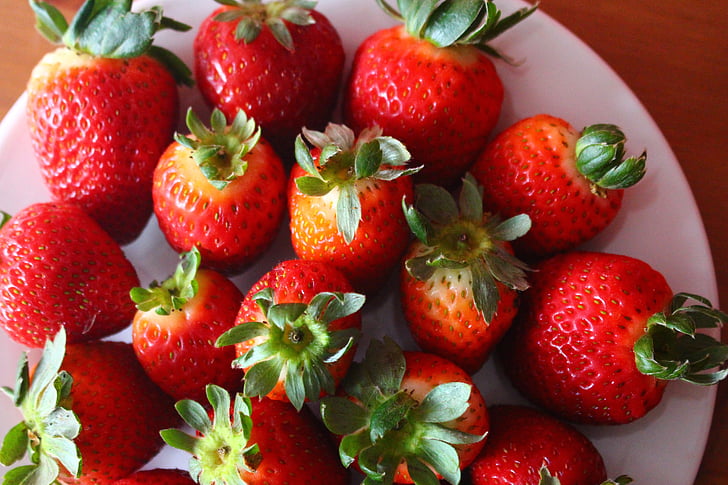 jordbær, frugt, rød, rød farve, mad, frisk, sund