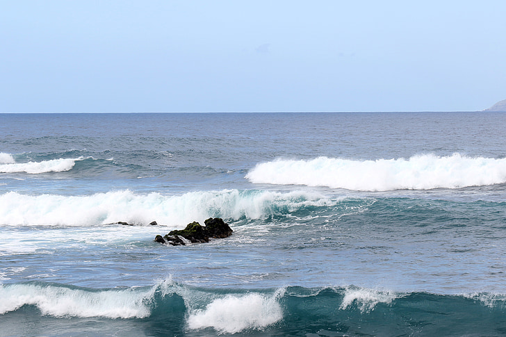 the waves, the atlantic ocean, ocean, water, rocks, the coast, island