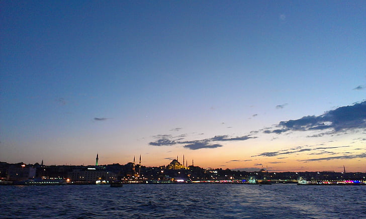 Bosporus, abendstimmung, zonsondergang, kust, Istanbul, hemel, water