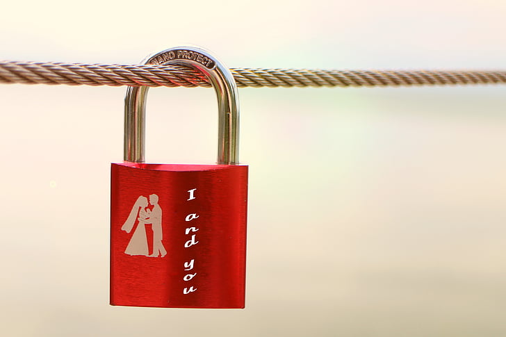security lock, symbol, love, connectedness, red, feelings, emotion