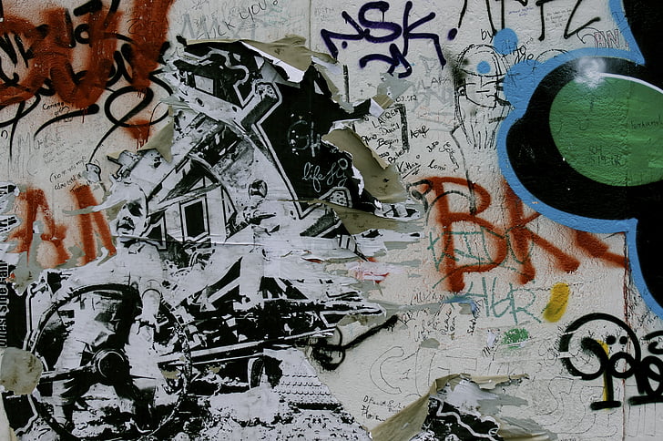 mur de Berlin, pulvérisateur, pulvérisation, Graffiti, grunge, mur, graphiquement