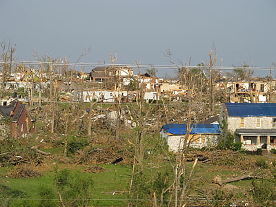 Tornado, vernietiging, Joplin, Missouri, verwoesting, wrak, huizen