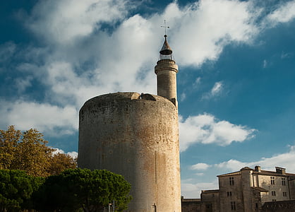 Camargue, Aigues-mortes, Kule, sur duvarları, mimari, Yerleşik Yapı, gökyüzü