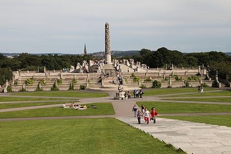 norway, oslo, vigeland park, monument, parking, stairs, visitor