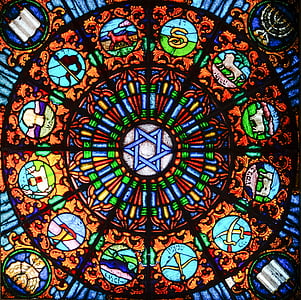 vitrage, αστέρι του Δαβίδ, χρωματισμένο γυαλί, Εκκλησία παράθυρο, έντεχνα, παλιό παράθυρο, αρχιτεκτονική