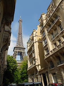 Párizs, Franciaország-eiffel-torony, Landmark, építészet, Sky, felhők, épületek