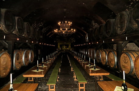 Cave, vin, tonneaux de vin, conservation du vin, baril, Keller, vigneron