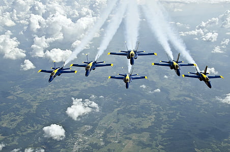 飞机, 飞行, 示范中队, 蓝色的天使, 海军, 美国, 性能