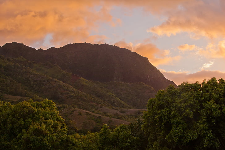 hill, mountain, sunset, evening, dusk, twilight, forest