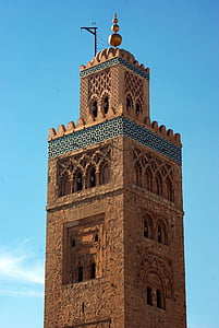 Marocko, Marrakech, Koutoubia, Minaret, konst, Almohades