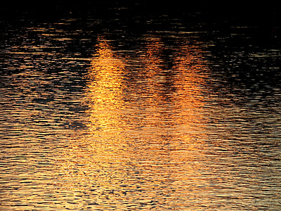 water, mirroring, light, sunset, viewing, surface