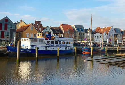 Husum, bağlantı noktası, gemi, önyükleme, su, Nordfriesland iline bağlı, Tersane