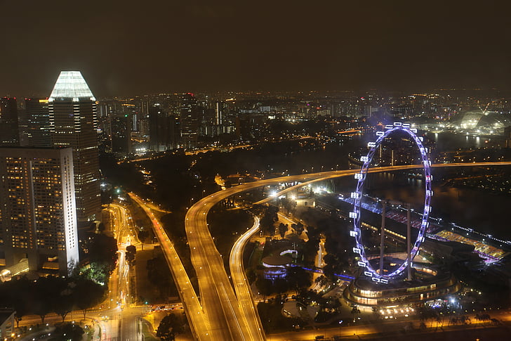 singapore, flyer, ferris wheel, scenery, singapore flyer, singapore landmark, singapore river