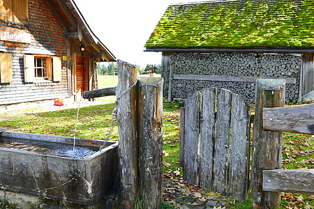 fountain, home, live, wood, stock, hut, scale